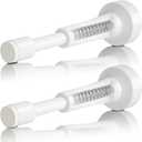 2PCS Spring Door Stoppers for Wall - 4.33 Inch Door Stop for Bottom of Door, Aluminum Doorstopper with Silicone Tip, Screw & Adhesive Installation, White