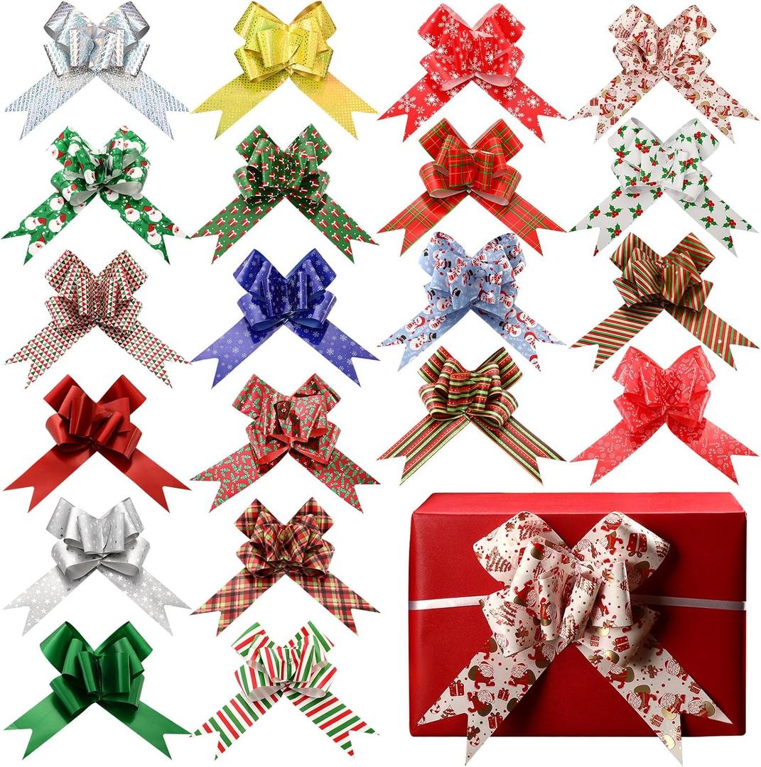 Geelin 20 Pcs 6 Inch Pull Bows for Gift Wrapping Xmas Wrapping Decoration Present Large Bow Bulk for Presents Package Gift Baskets Valentine's Day Wedding Party Decor