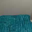 BEDELITE Fleece Throw Blanket for Couch - 300GSM Soft & Warm Fluffy Teal Blanket, Decorative and Giftable Striped Blankets for Women, Men, 50"x60"