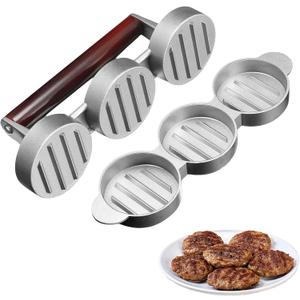Mini Burger Press,Sausage Patty Press,Slider Burger Press to Make 3 Patties at A Time,Round Slider Press for Mini Burgers,Hamburger Patty Press for Mini Burger,Barbecue,Picnic,Camping, Etc