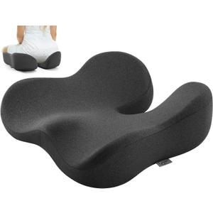 Seat Cushion for Tailbone & Sciatica Pain Relief  Certified & Ergonomist-Designed  Tapered Front Edge Reduces Thigh Pressure  Wide Memory Foam for Office Chair, Car, Wheelchair (Gray)