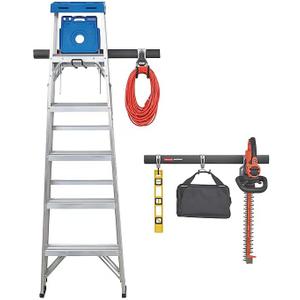 Rubbermaid Fasttrack Garage Storage Utility Hooks 7 Piece Black All in One Rail Hook Kit and Tool Organizer Heavy Duty for Home/Garage/Shed/Garden