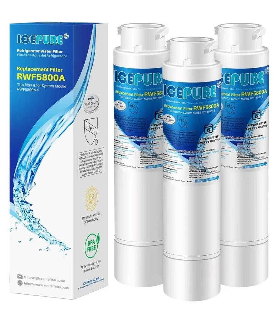 ICEPURE RWF5800A Refrigerator Water Filter Replacement for Frigidaire EPTWFU01, EWF02, Pure Source Ultra II, PureSource Ultra 2, SCWFTCTO, GP006, EPTWFUO1, MR022, JO22, BO022, TH-01, DE022, 1007 3PACK