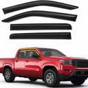 Tape-On Window Visors 4-Piece Compatible with 2022-2025 Nissan Frontier Crew Cab Sun Rain Guards Shield Shade Smoke (black)