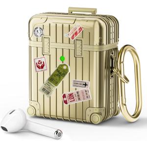 KOREDA Compatible with AirPods Case Cover, Funny Suitcase Design Case for Airpods 2nd Generation/1st Generation, Cute Fashion Protective Hard Case for Women Men with Keychain