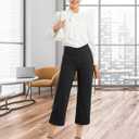 G4Free Capri Pants for Women Wide Leg Yoga Dress Capris with Pockets Cross Loose Casual Work Crop Pants (Black, M)