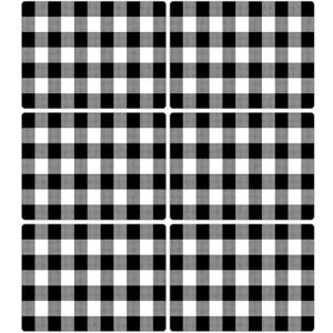 Black and White Plastic Placemats Set of 6 Check Plaid Table Mats Black Buffalo Plaid Place Mats Wipe Clean Washable Table Placemats for Indoor Outdoor Heat Resistant Kitchen Dining Table