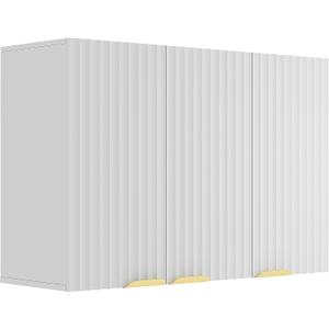 ChooChoo 3-Door Bathroom Wall Cabinet, Fluted Kitchen Wall Cabinet with Adjustable Shelf, Wall Mounted Storage Cupboard for Bathroom, Laundry Room, Entryway, Garage, White