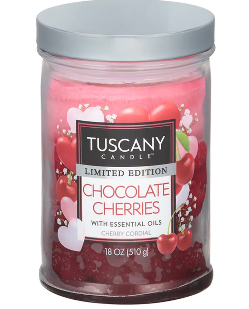 Tuscany Candle Chocolate Cherries Long-Lasting Scented Jar Candle, 18 oz
