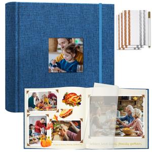 Vienrose Scrapbook Album 12" x 12", Large Linen Photo Album with Writing Space, DIY Scrapbook Supplies for Wedding, Baby, Family Memories & Travel (30 sheets / 60 pages, Beige)