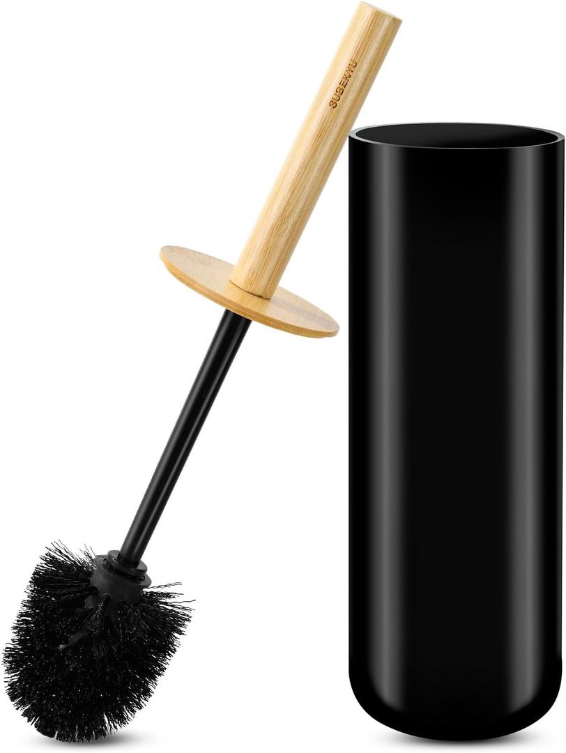 SUBEKYU Toilet Brush, Toilet Bowl Brush and Holder Set, Bathroom Toilet Bowl Cleaner for Deep Cleaning, Black