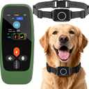 KITPLUS Wireless Dog Fence System: Electric Fence for Dogs 4-in-1 Dog Training Collar with Remote, Bark Control, Status Monitor Waterproof Electric Fence for Medium Large Dogs Outdoor Use