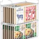 MSERCUOR Freezer Organizer Bins, 2 Pack Stackable Deep Chest Freezer Organizer Bins, Foldable Baskets with Handles, White Storage Container Baskets for 5/ 7 Cu.FT Sort Frezen Meats