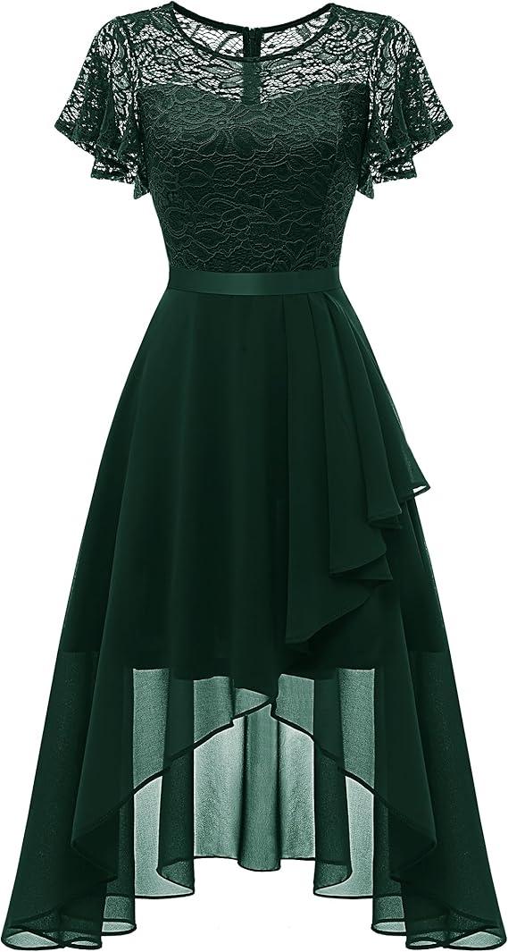 Wedtrend Women's Formal Wedding Guest Dress Ruffle Bridesmaid Dress Flutter Sleeve Prom Dresses for Teens, Size M
