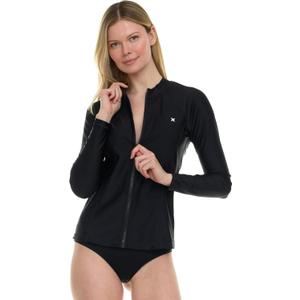 Hurley Rash Guard for Women Full Zip, Zip Up Long Sleeve Swim Shirts for Women, Surfing Top UPF 50+ SPF Sun & UV Protection (Small, Black) Hurley Rash Guard for Women Full Zip, Zip Up Long Sleeve Swim Shirts for Women, Surfing Top UPF 50+ SPF Sun & UV Protection (Small, Black)