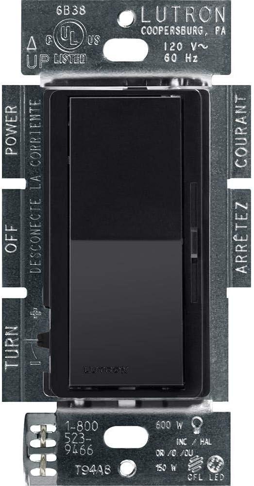 Lutron Diva LED+ Dimmer Light Switch for Dimmable LED, Halogen, and Incandescent Bulbs, 150 Watt, Single-Pole or 3-Way, DVCL-153P-BL, Black