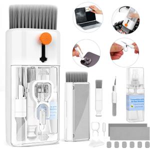 Keyboard Cleaner Laptop Cleaning Kit - All in One Computer Tech Cleaning Brush, Multi-Function Pc Accessories with Airpod Cleaning Kit, Electronic Laptop Screen Cleaner for MacBook, iPhone, Gaming (Bright White)