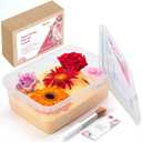 Silica Gel Flower Drying Crystals 5LBS, Reusable Color Indicating Flower Drying Silica with Airtight Container and Brush, DIY Wedding Bouquet Flower Preservation Kit, Fine Bead Size<1mm