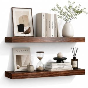 Floating Shelves for Wall, Solid Radiata Pine, 30 Inch, Set of 2, 30x6.8x1.3