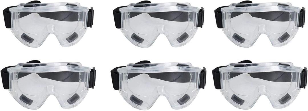 Premium Safety Goggles Glasses Eye Protection Sealed Design Flexible Frame 6pk