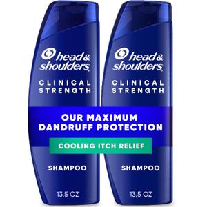 Head & Shoulders Anti-Dandruff Shampoo with 1% Selenium Sulfide, Clinical Strength Intensive Itch Relief Twin Pack, Seborrheic Dermatitis Relief, Itch Relief, 13.5 fl oz Each