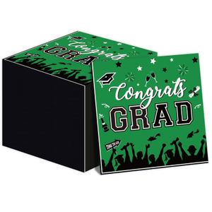100-PK Class of 2025 Graduation Napkins, 3-Ply Disposable Congrats Grad Paper Hand Towels for School, University, College Cocktail Party Celebration Decorations (Blue)