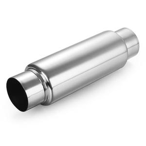 A-KARCK 3" Inlet Exhaust Resonator, 3" Inlet 3" Outlet 13.8" Overall Length Muffler Resonator Stainless Steel Polished