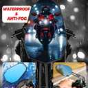 VAZESWIN Aluminum Alloy Waterproof Motorcycle Mirrors with M8 M10 Bolt, CNC Machining Anti-Glare Blue Lenses Rear View Mirrors, Foldable Multi-Angle Adjustable for Motorcycle ATV Scooter Moped Cruiser, 5.5" X 3.3"