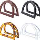 PH PandaHall 8-Pack D Shape Purse Handles 4 Color Leopard Handles Replacement Handbag Purse Handle Decorative Bag Handles for Summer Straws Beach Handbags Macrame Crocheted Purse Making 4.7x3.3 inch
