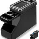 QKVCX Center Console Between Seat Organizer for Minivans, SUVs, with Key Holder & Cup Holders ,phone storage for Minivan &SUVs, Middle Van Floor Console Organizer Storage Box- Black