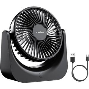 Small USB Desk Fan  5-Speed Mini Table Fan with Adjustable Tilt, Ultra Quiet, USB Powered, Portable Cooling Fan for Home, Desktop, Bedroom, Bed, Office, Travel, and Camping (Black)