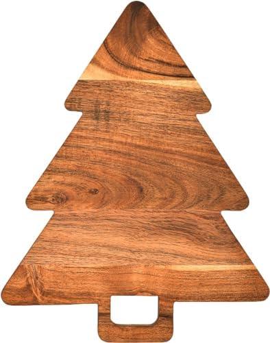 Christmas Tree Shaped Wood 2Pack Cutting Board for kitchen, Christmas Tree Wooden Serving Tray with Handle, Christmas Decoration Charcuterie Tree Boards 14"L x 11"W