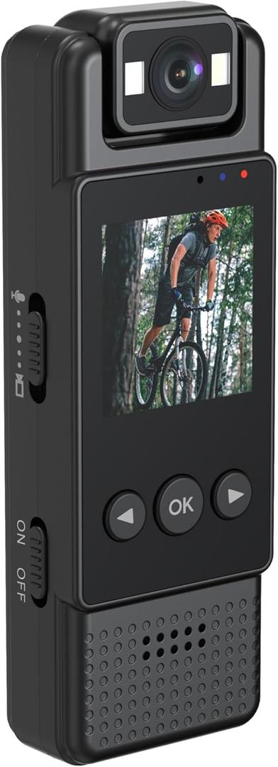 Body Camera with 1.3in Screen, Mini Portable Camcorder, 1080P Sport Camera with Night Vision, Motion Detection, Wearable Bodycam for Policy Law Enforcement, Security Guards (SD Card Not Included)