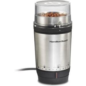 Hamilton Beach Custom Grind Electric Coffee Grinder for 4-14 Cups, One-Press Hand-Free Operation with Auto Shutoff, Removable Grinding Bowl For Easy Pour and Clean, Stainless Steel (80406)