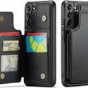 Vinich for Samsung Galaxy S22 Wallet Case with Card Holder, RFID Blocking Credit Slots Kickstand Shockproof Phone Cover Fit for Galaxy S22 6.1" Black