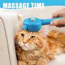 2 x 4-in-1 Pet Steam Brush With Handle for Longhair & Shorthair Cats & Dogs - Rubber Spray Brush With Release Button, Dog Comb and Cleaner (Pink)