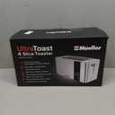 Mueller UltraToast Full Stainless Steel Toaster 4 Slice, Long Extra-Wide Slots for Bagels and Waffles, 6 Browning Levels, LED Display, Cancel/Defrost/Reheat Functions & Removable Tray, Kitchen Gadgets