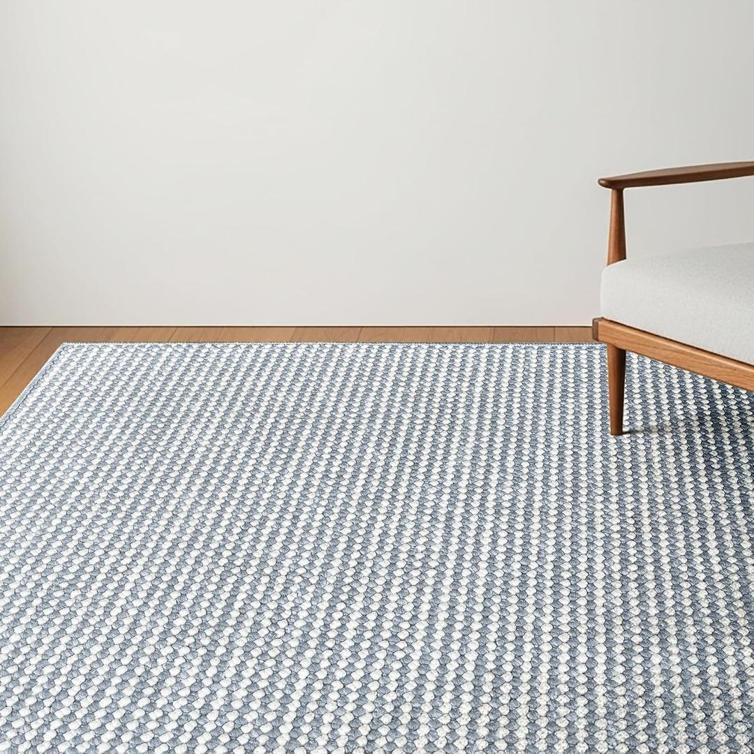 Gertmenian Indoor Boho Area Rug - 4x6 Small, Non-Shedding & Stain Resistant, Ideal for High Traffic Areas in Foyer, Living Room, Kitchen, Entryway, & Bedroom - Romi, Lt Blue, 25855