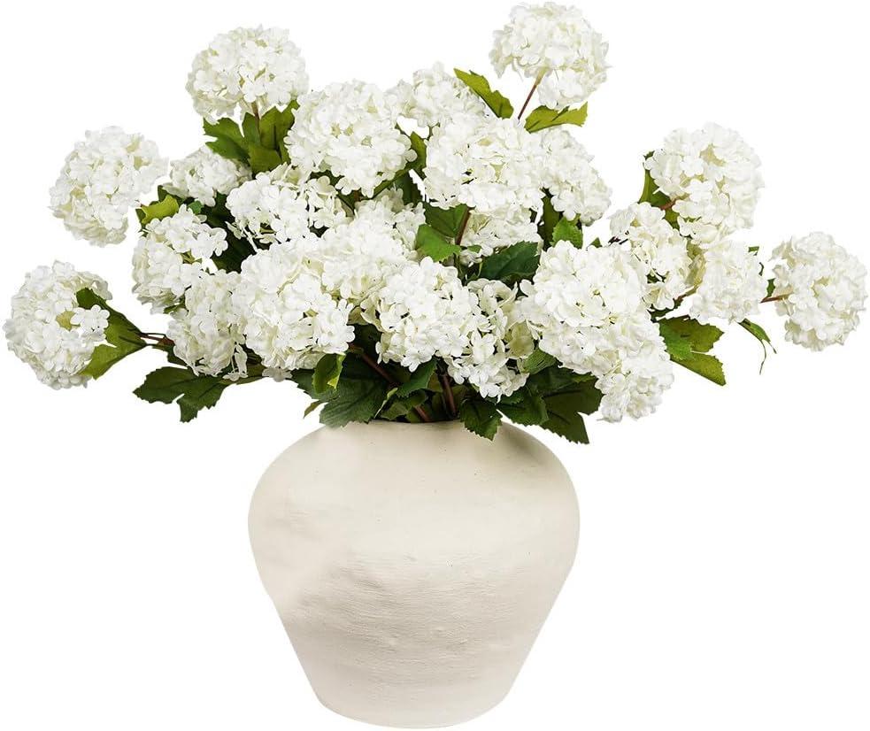 Artificial Flowers for Decoration, 3Pcs 23inch White Hydrangea Fake Flowers, Artificial Silk Flowers Bouquets Faux Flowers for Vase Faux Floral Stems for Wedding Party Kitchen Home Decorations