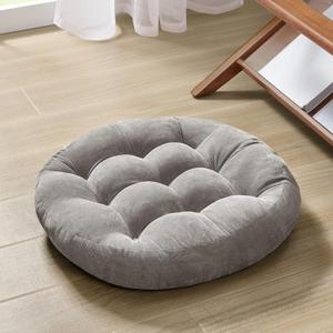 Degrees of Comfort Meditation Floor Pillow, Round Large Pillows Seating for Adults, Tufted Corduroy Cushion for Tatami Living Room, Grey, 22 Inch (1 Pack, Round | Grey | 1 Pack)