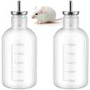LemonRoad 2 Pcs 500ml/ 16.9 oz Lab Mouse Rat Rodents Water Drinking Bottle Chew-Proof Water Bottles with Stainless Steel Sipper Tube for Lab and Breeding Cages