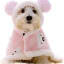 GabeFish Dog Cape Blanket for Small Dogs, Cute Puppy Fleece Pajamas, Cats Cold Weather Coat Wraps with Hood Pink Small (S: Recommand Weight 3-6 lbs (1.5-3kg))