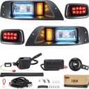 10L0L Golf Cart Headlight Kit for EZGO TXT (1995-2013) - 12V/36V/48V Street Legal Light Kit with Built-In DC Converter, DRL, Turn Signals & Brake Lights