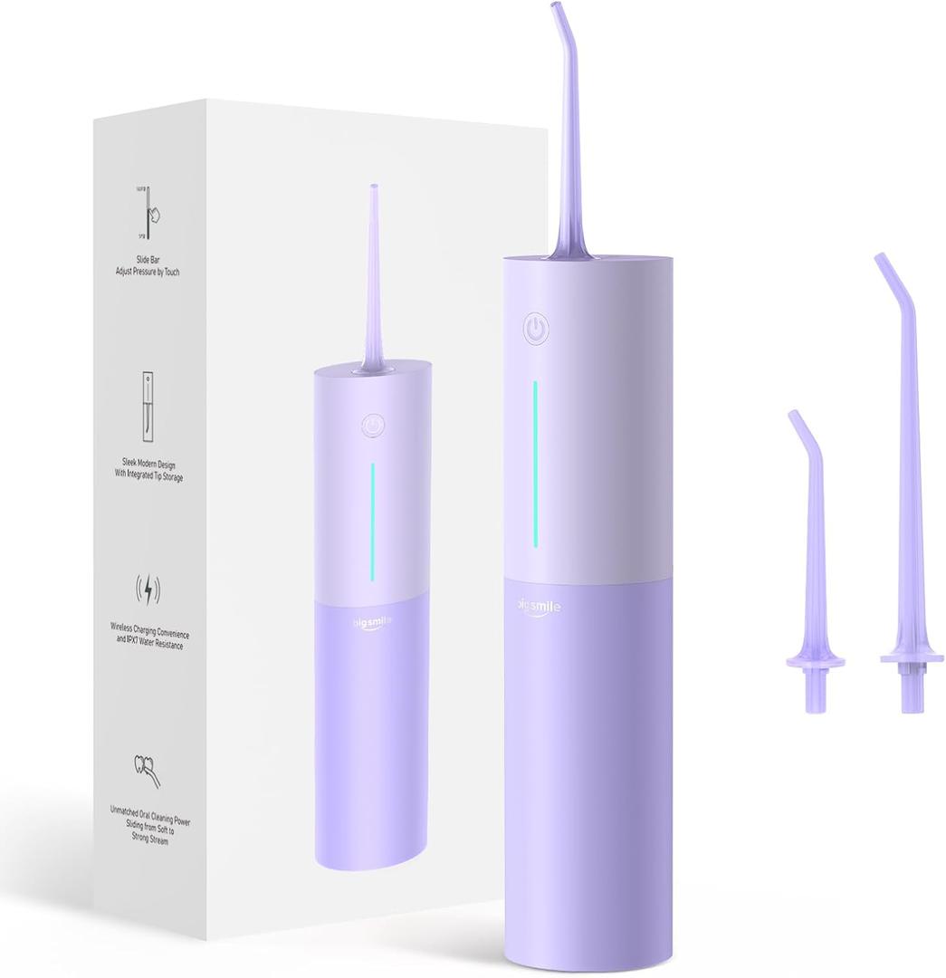 Cordless Water Flosser for Teeth, Tonsils, Sensitive Gums or Orthodontic Braces to Help Prevent Infections and Bad Breath Powerful Rechargeable Dental Oral Irrigator (Purple)