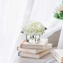 White Fake Flowers with Vase Hydrangea Artificial Flowers in Vase Peony Faux Flowers in Vase Rose Silk Flowers Peonies Floral Arrangements Artificial with Vase for Home Office Table Shelf Decor