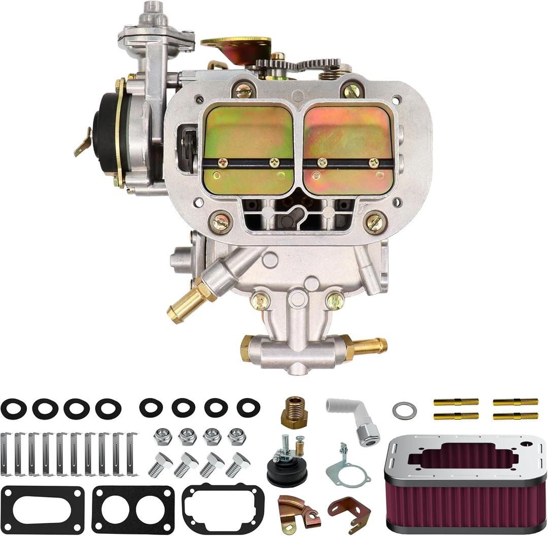 New 2 Barrel Carburetor for Weber 38/38 with Air Cleaner Filter assembly kit Carb 38X38 rebuild kit for VW Dodge Jeep Toyota Fiat Renault Ford Pickup BMW Mitsubishi 428 Electric Choke CFM390 4CYL
