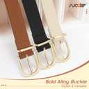 SUOSDEY 2 Pack 3 Pack Womens Fashion Leather Belts for Jeans Dresses Pants Black Brown Beige Ladies Belts with Gold Buckle (Black)