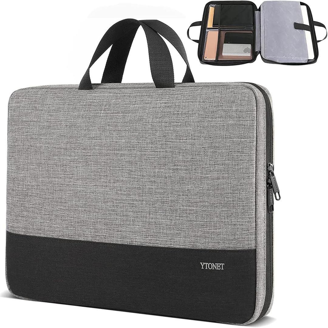 Ytonet Laptop Case, 15.6 inch TSA Laptop Sleeve Computer Bag Water Resistant Computer Case Carrying Cover Compatible for Lenovo, HP, Dell, Asus Notebook, Gifts for Men Women, Grey (15-15.6 in, Grey)