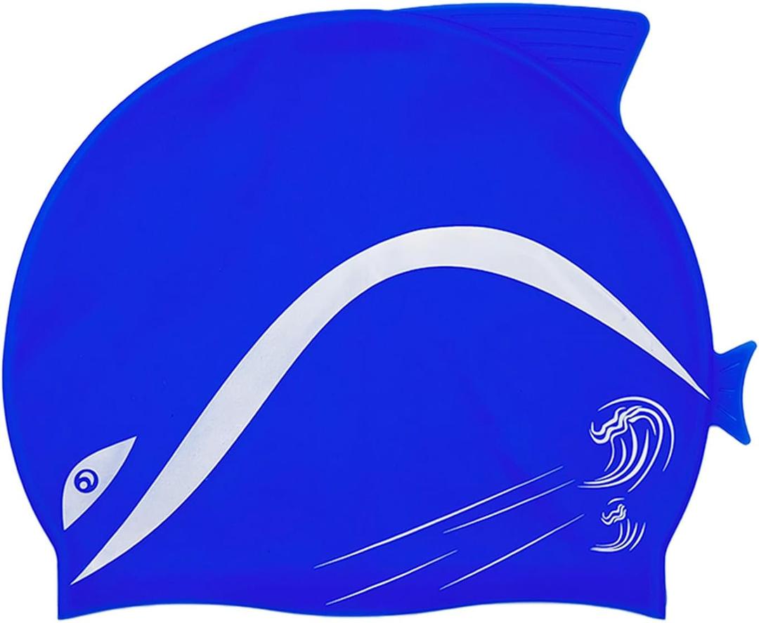 Swim Cap Kids Silicone Swimming Cap for Toddler Swim Hat Water Hats for Girl Boy 3-5 Years (Dolphin)