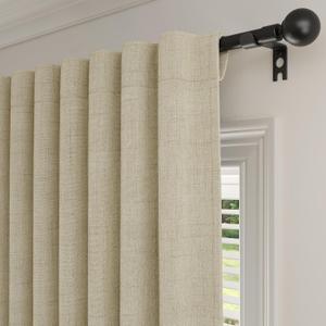100% Blackout Curtains 84 Inch Length 2 Panels Set for Living Room, Back Tab Linen Textured Light Blocking Room Darkening Energy Saving Thermal Insulated Drapes for Bedroom (W52xL84, Beige)